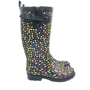 Capelli Rain Boots Womens Size 6 Polka Dot New York Colorful Tall Waterproof